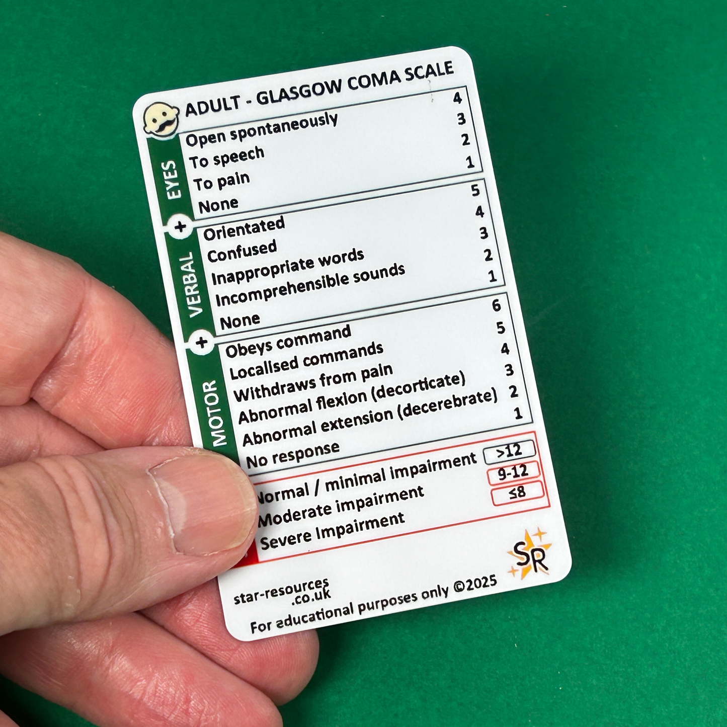 Adult & Paediatric GCS Badge Card | Glasgow Coma Scale Double-Sided Flashcard | Paramedics Nurses Medical Students | EMS Pocket Reference