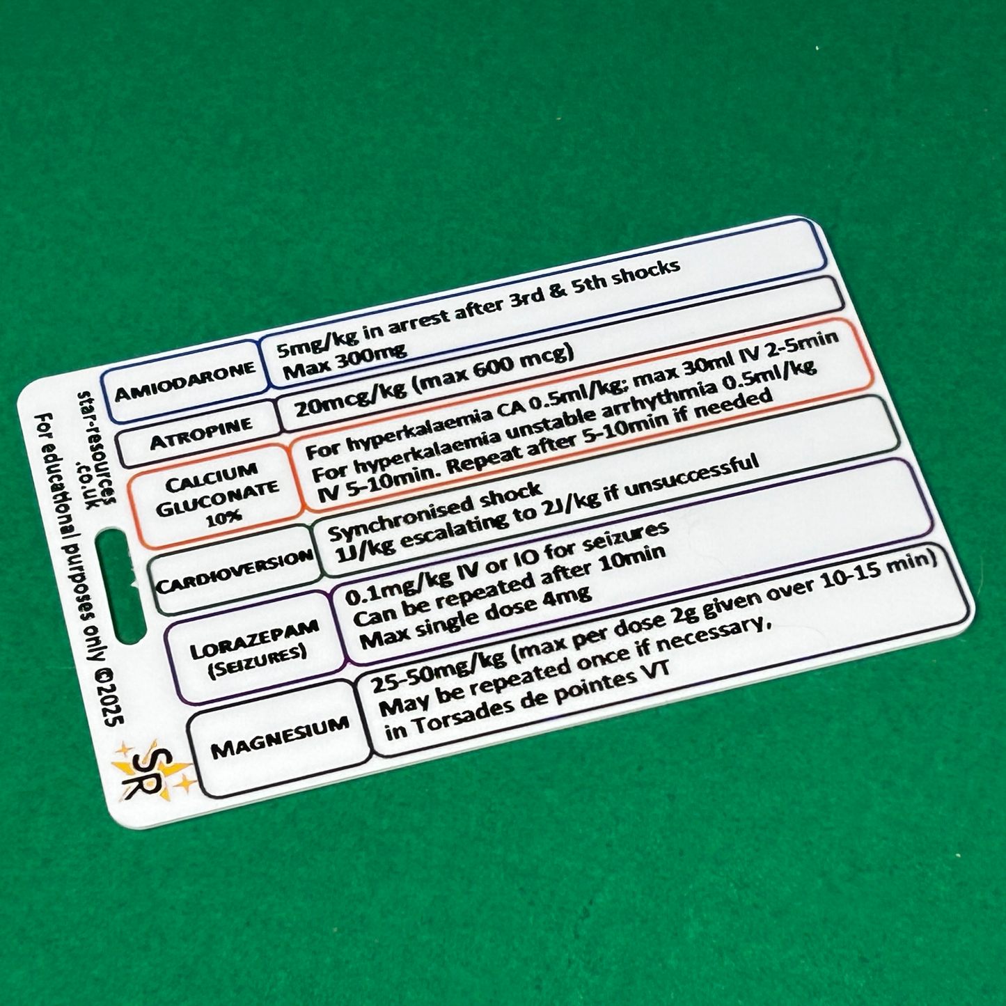 Paediatric Emergency Medications ID Badge Card Nurse Student Paramedic FREC Ambulance
