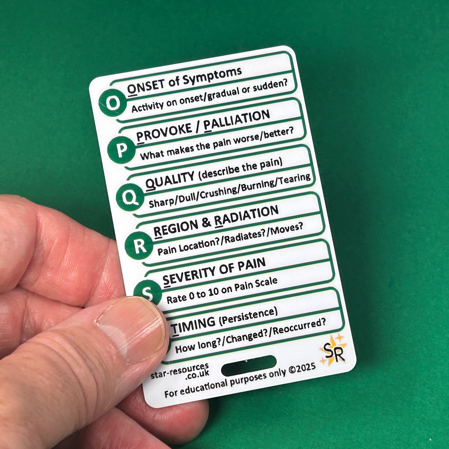 OPQRST and SAMPLE ID Badge Card | Paramedic Flashcard | Nurse Student