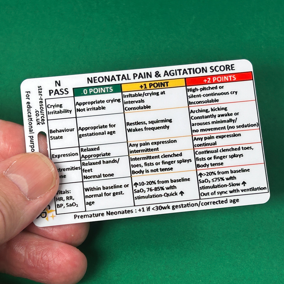 NPASS Neonatal Pain Agitation Sedation Score ID Badge Card Nurse Mater ...