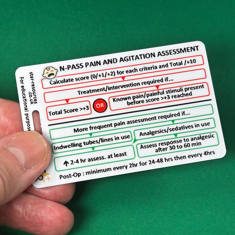 NPASS Neonatal Pain Agitation Sedation Score ID Badge Card Nurse Mater ...