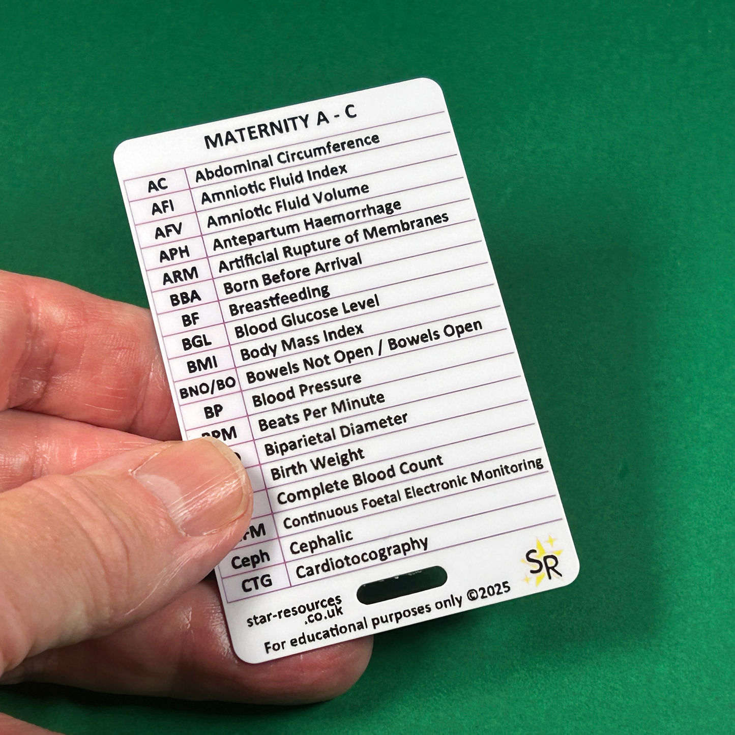 Maternity Abbreviations ID Badge Card Nurse Student Midwife