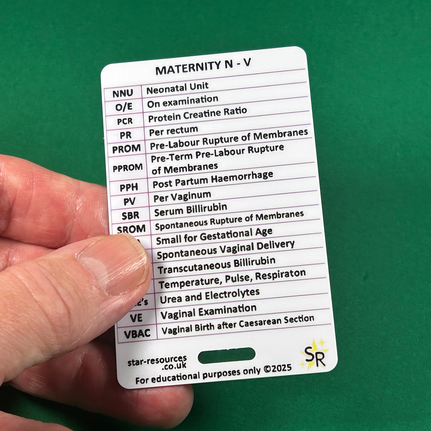 Maternity Abbreviations ID Badge Card Nurse Student Midwife