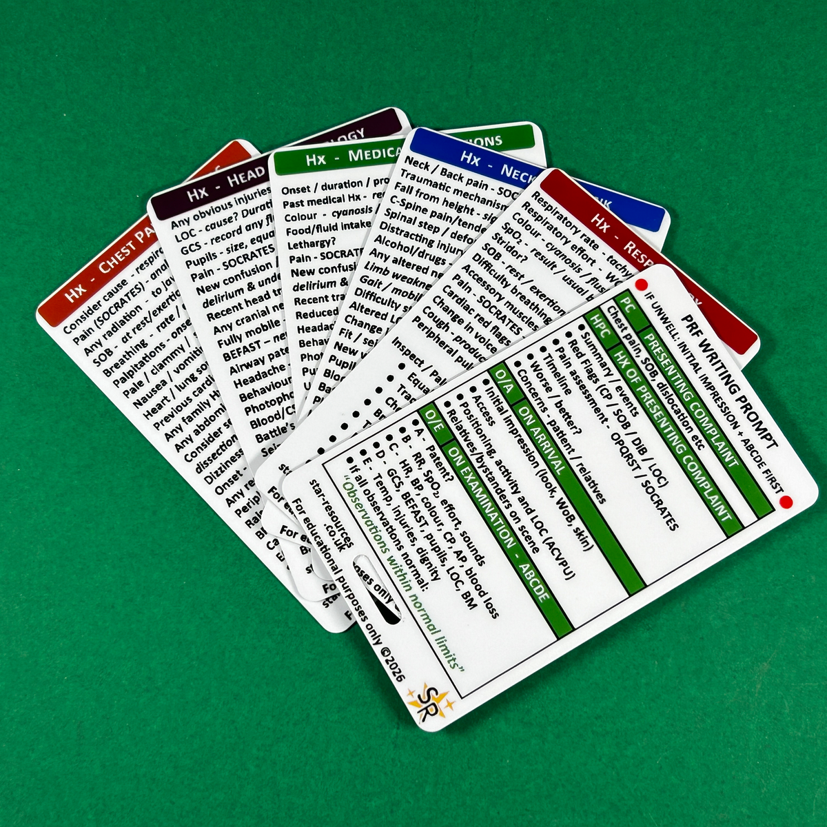 History Taking (Hx) ID Badge  Cards for Medical Students, Paramedics, ECA’s, St John Ambulance or CFR