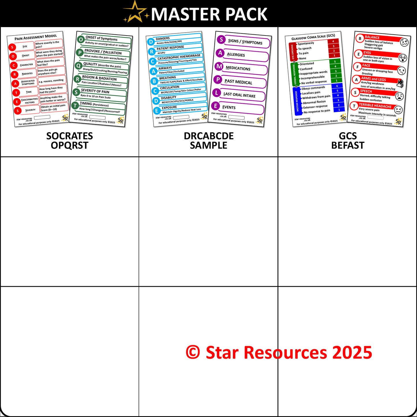 Core Pack Patient Assessment ID Badge Flashcards Paramedic Student Ambulance