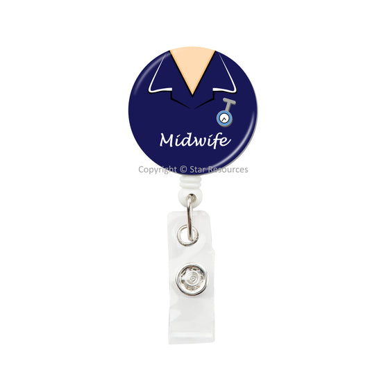 Midwife ID Badge Reel Card Or Key Holder - Gift