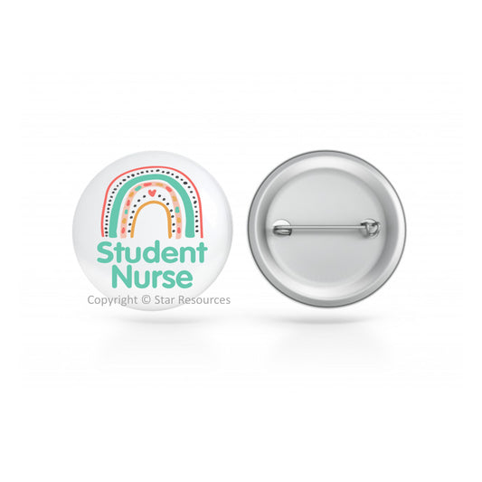 Badge - Student Nurse Pastel Rainbow 38mm