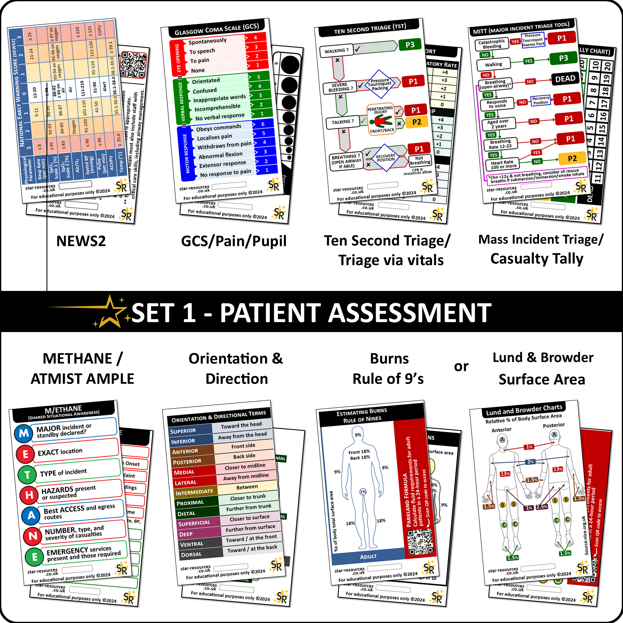 Set 1 - Patient Assessment ID Badge Cards Student Nurses, Paramedics ...