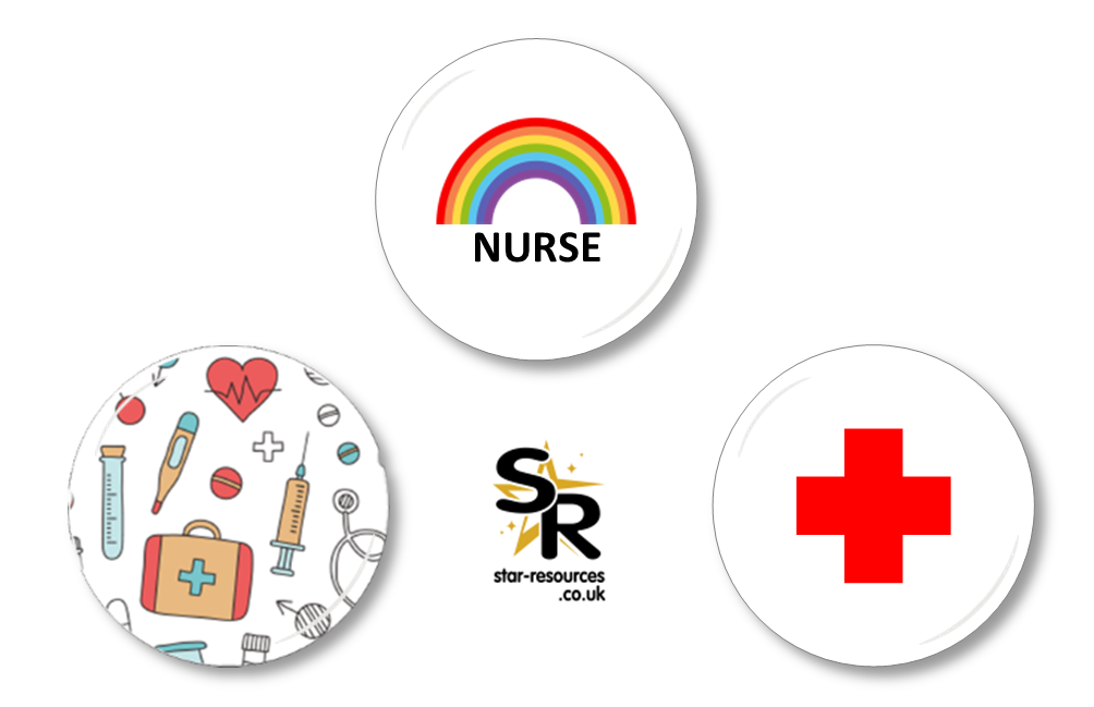 Mini Badge Pack Nurse Bold Rainbow Uniform 25mm