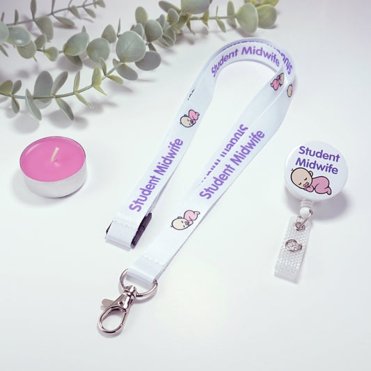 Cute Baby Student Midwife Lanyard and Badge Reel Set For ID Badge, Flashcards Or Key Holder - NHS Gift