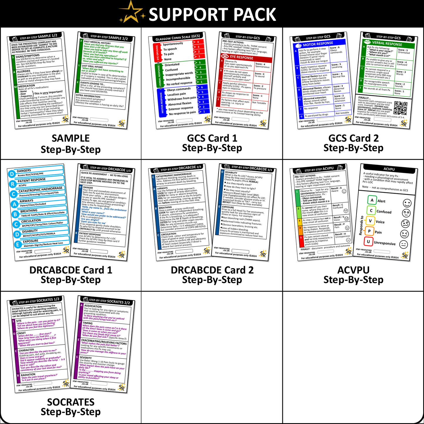 Core Pack Patient Assessment ID Badge Flashcards Paramedic Student Ambulance