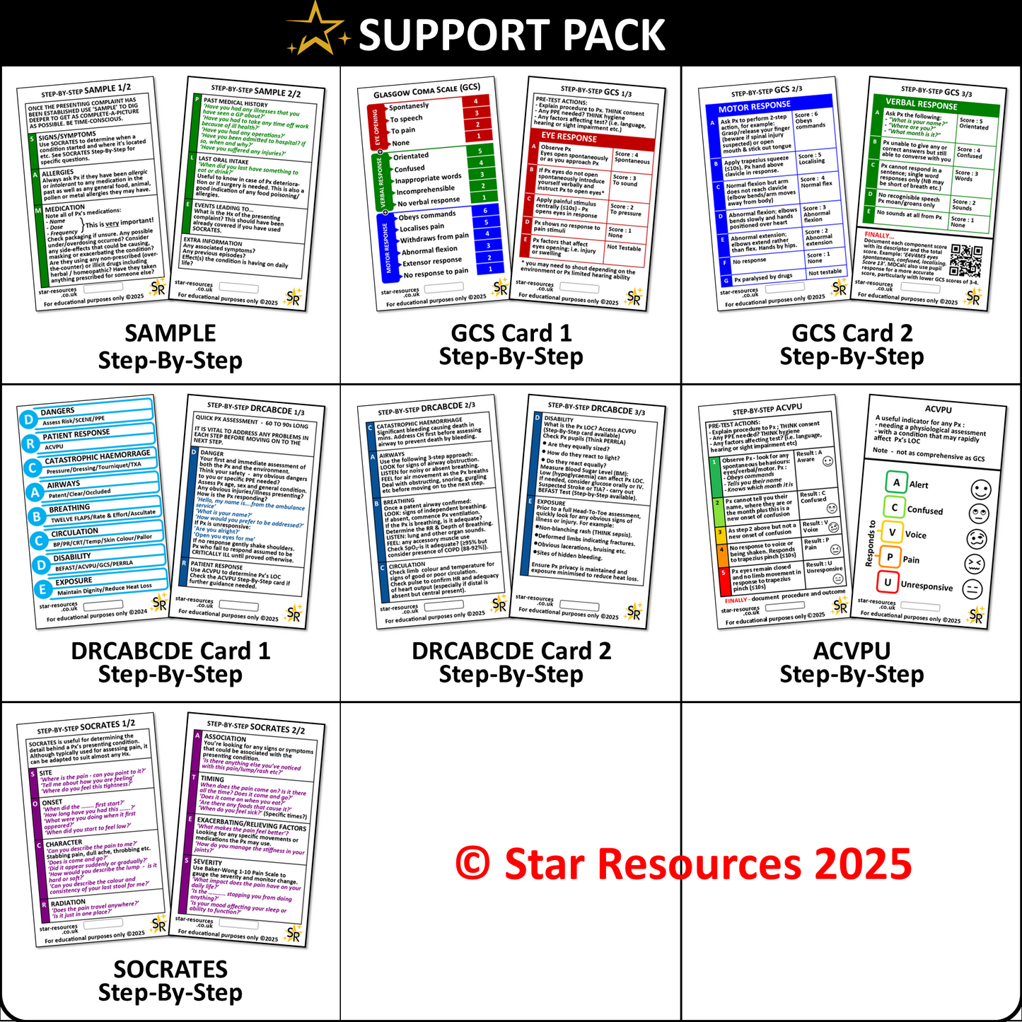 Core Pack Patient Assessment ID Badge Flashcards Paramedic Student Ambulance