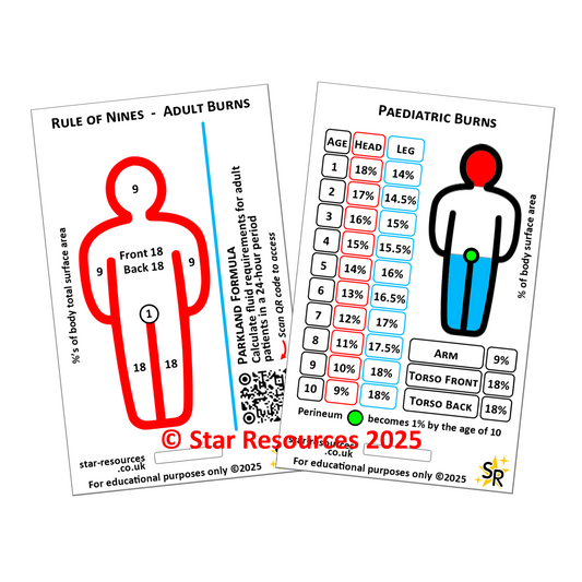 Rule of Nine Burns ID Badge Card Student Nurse Paramedics Ambulance