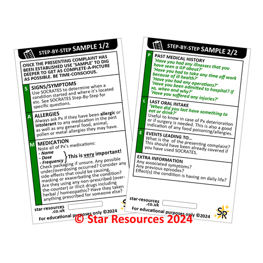 SAMPLE Step-By-Step ID Badge Card | Pocket Paramedic Flashcard | Assessment Aid for Paramedics and Students