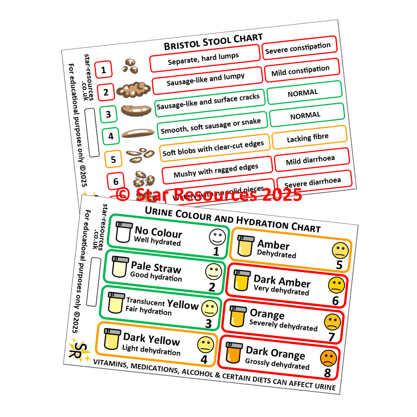 Bristol Stool and Urine Colour Charts ID Badge Card | Paramedic Flashcard | Nurse Student HCA