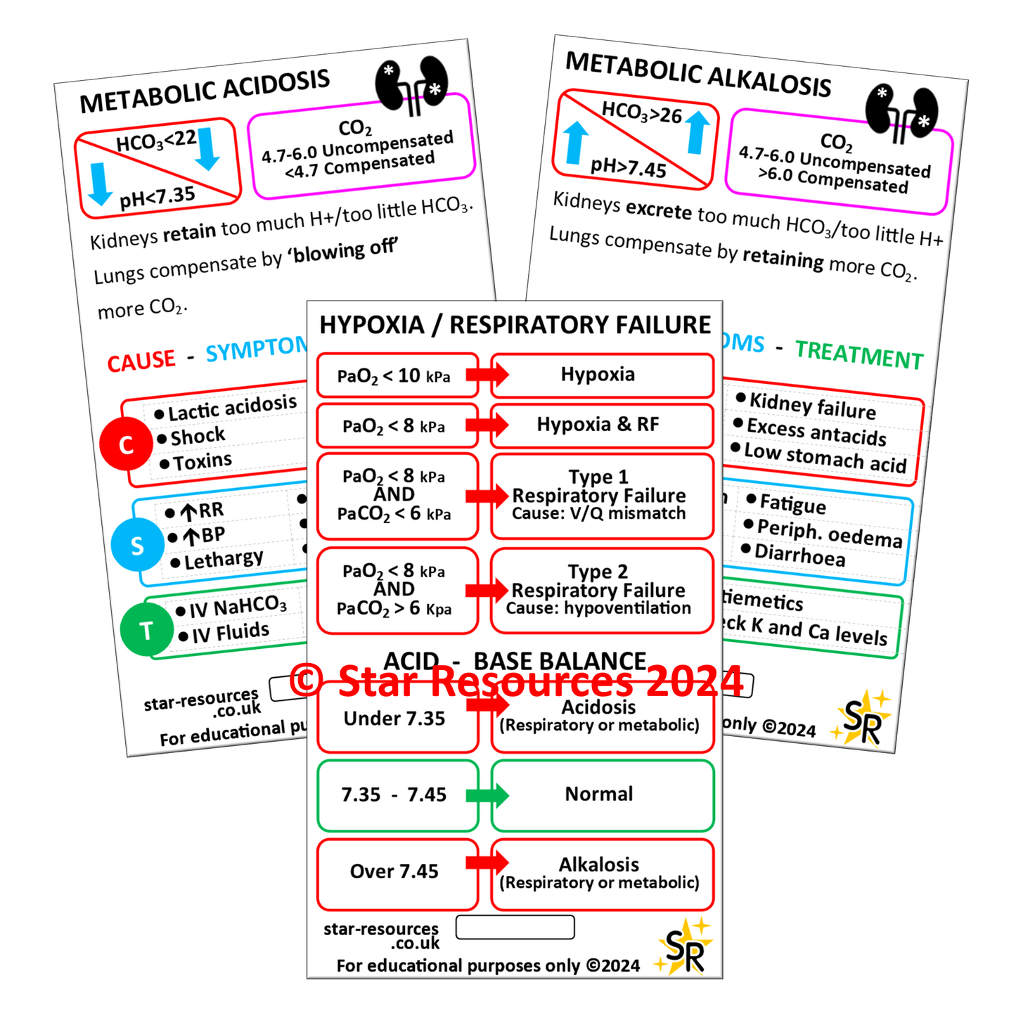 Arterial Blood Gas ID Badge Card Set - Paramedic Flashcard for Students, Paramedics, Nurses