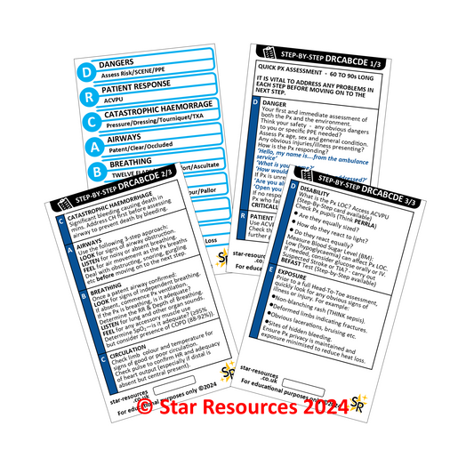 DRCABCDE Assessment Step-By-Step ID Badge Card | Pocket Paramedic Flashcard | Assessment Aid for Paramedics and Students