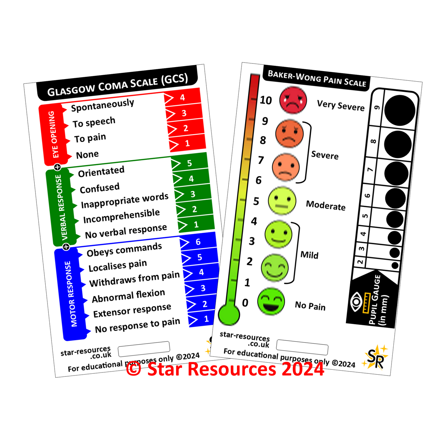 GCS ID Badge Card - Paramedic Flashcard for Students | Pocket Guide fo ...