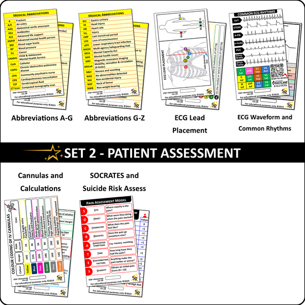 Set 2 - Patient Assessment ID Badge Cards Student Nurses, Paramedic, A ...