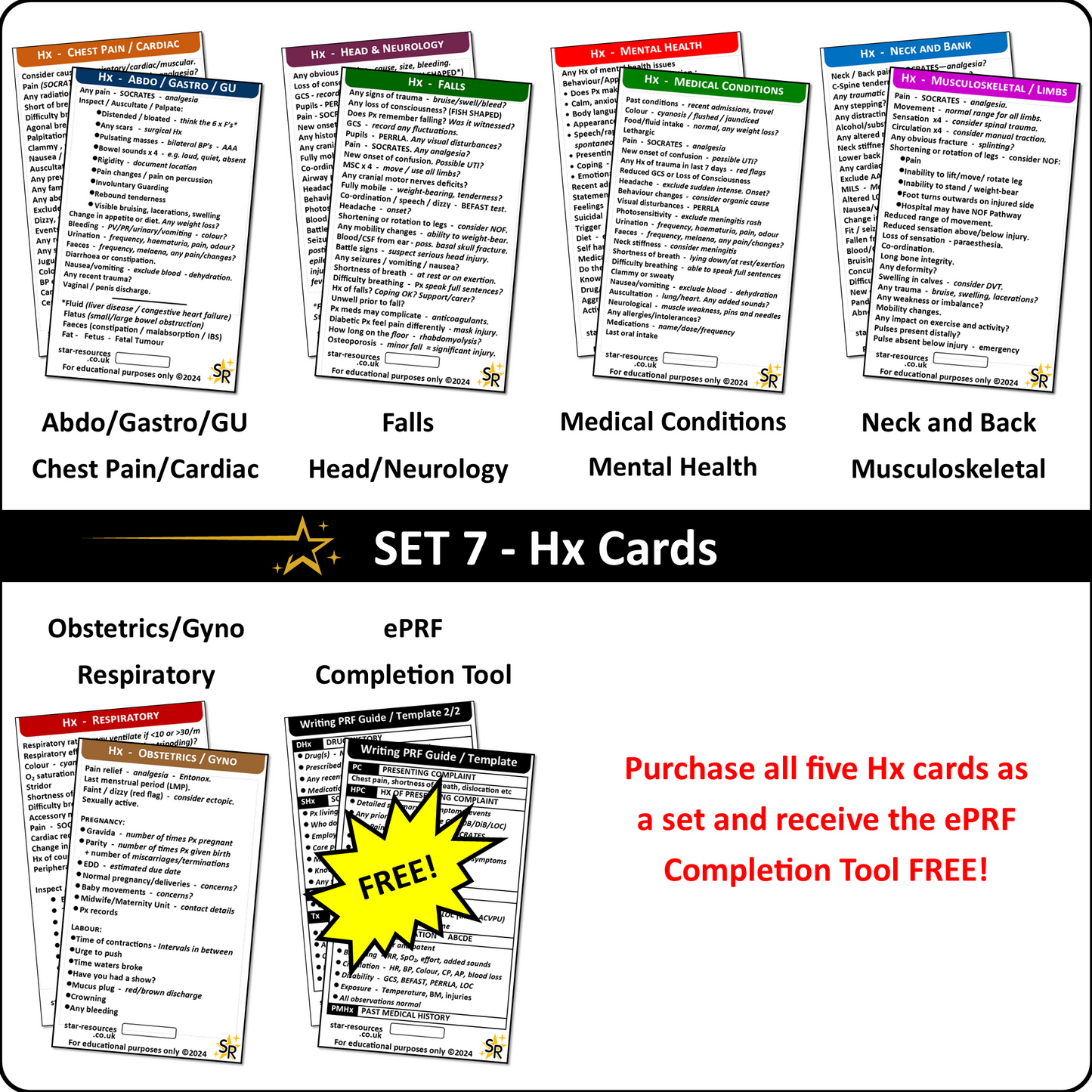 History Taking (Hx) ID Badge  Cards for Medical Students, Paramedics, ECA’s, St John Ambulance or CFR