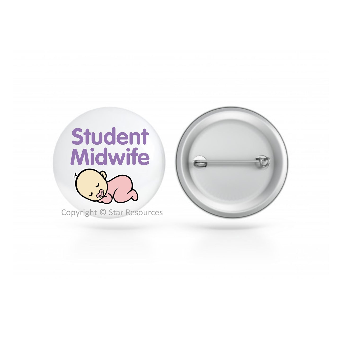 Badge - Student Midwife Pink Baby 38mm