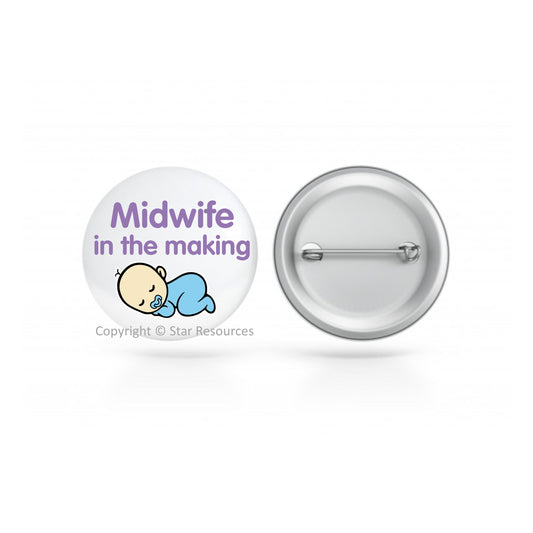 Badge - Student Midwife in the Making Blue Baby 38mm