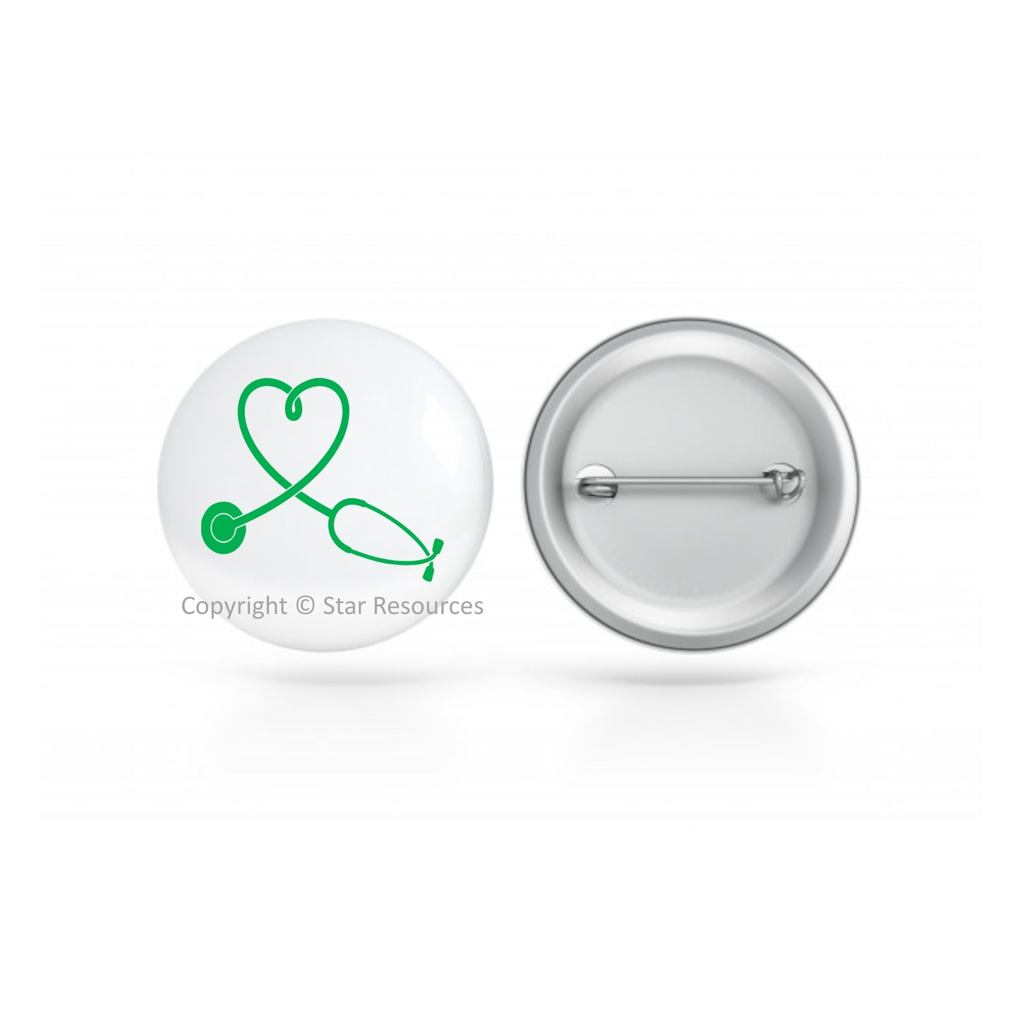 Badge - Green Stethoscope 38mm