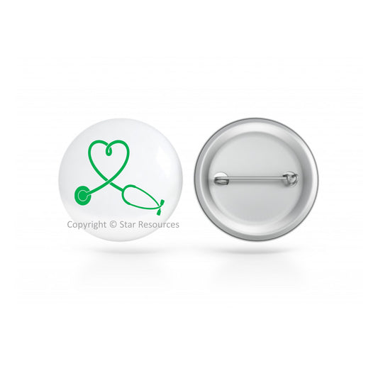 Badge - Green Stethoscope 38mm