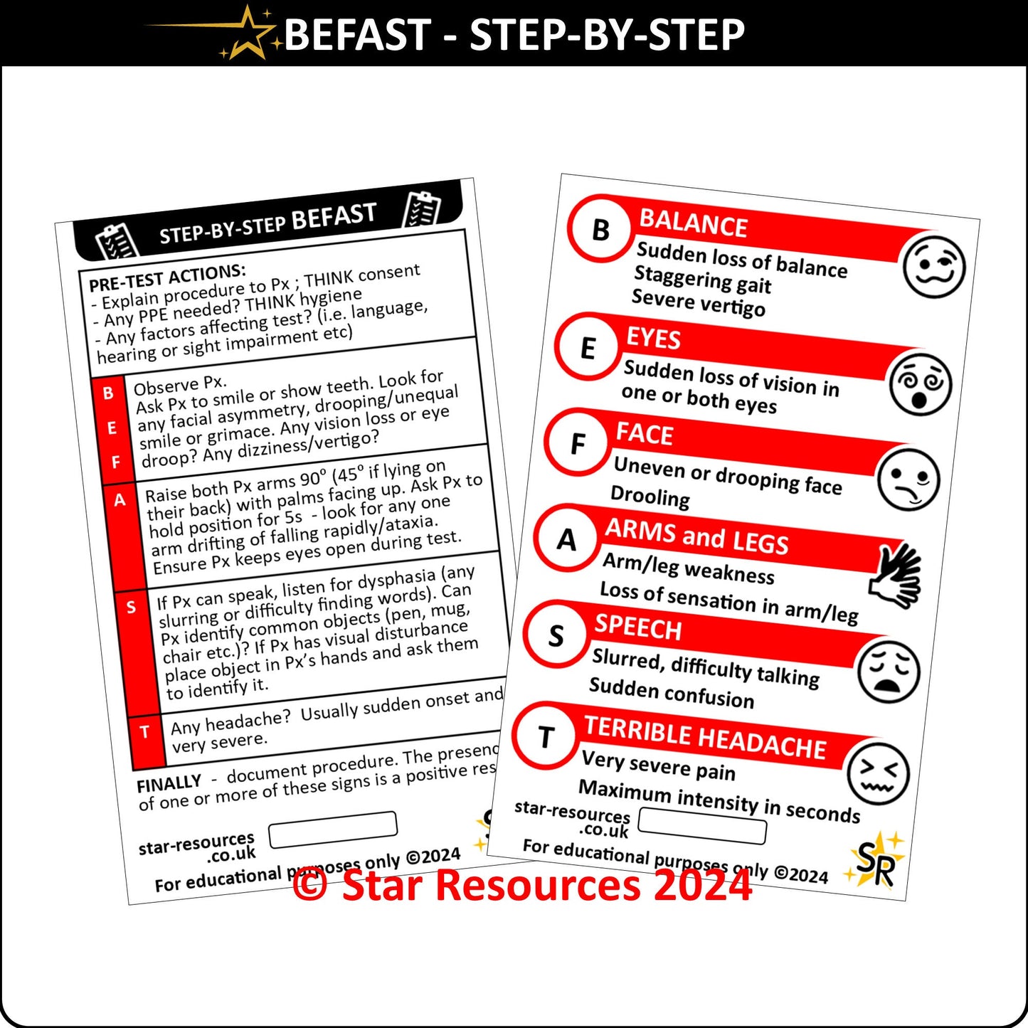 Set 6 - Patient Assessment Step-By-Step ID Badge Cards Student Nurses, Paramedic, Ambulance