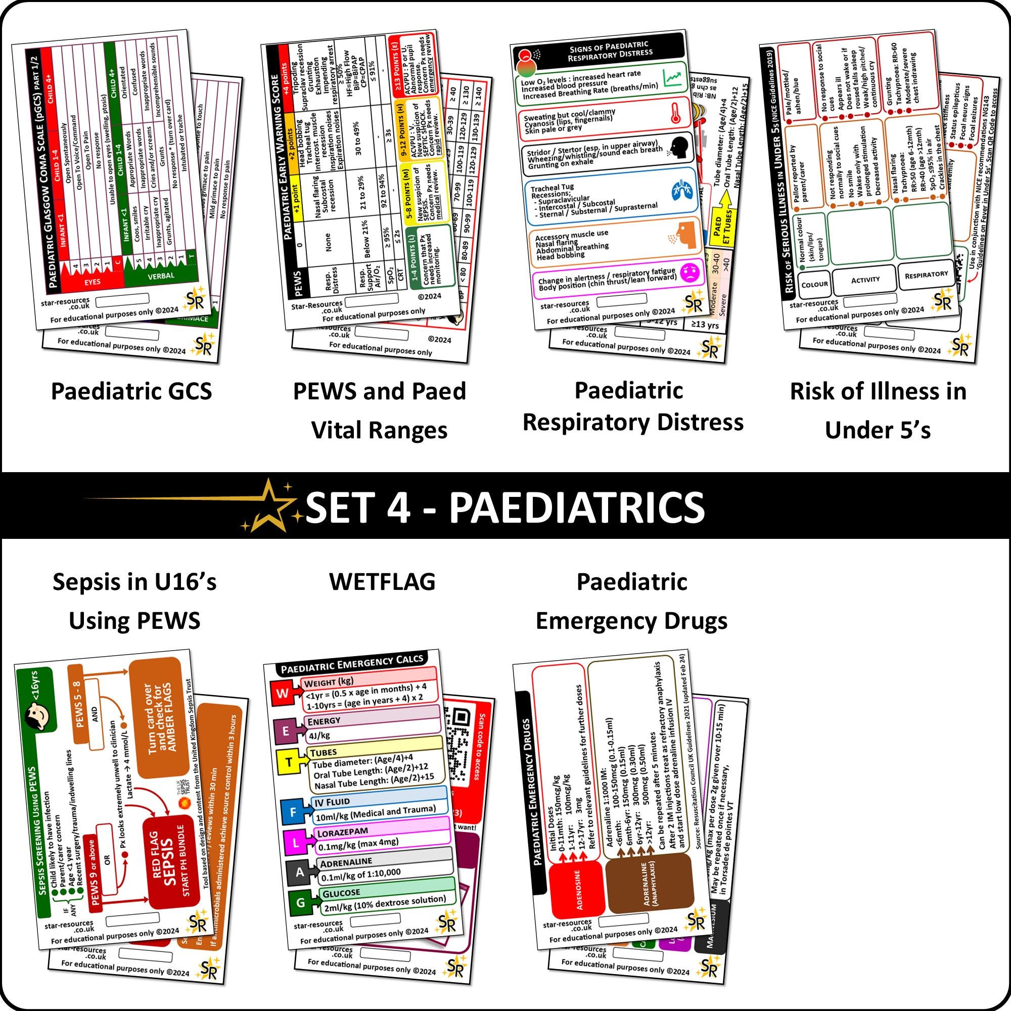 Paediatric Rack Card Set 4 - Paediatric Patient Assessment ID Badge Cards Student Nurses, P ...