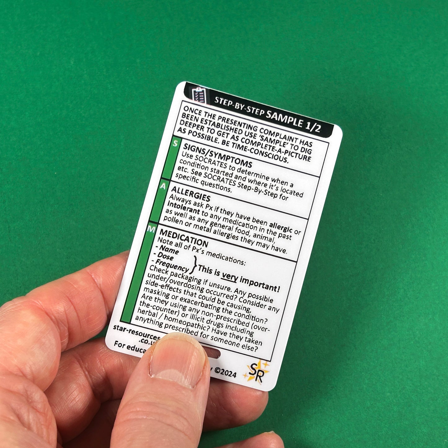 SAMPLE Step-By-Step ID Badge Card | Pocket Paramedic Flashcard | Assessment Aid for Paramedics and Students