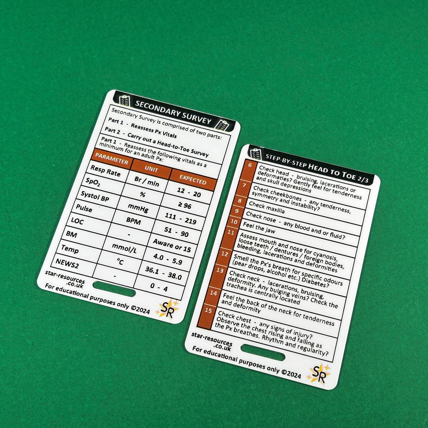 Secondary Survey Step-By-Step ID Badge Card | Pocket Paramedic Flashcard | Assessment Aid for Paramedics and Students