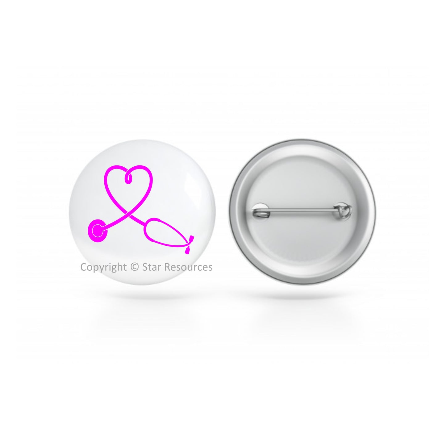 Badge - Pink Stethoscope 38mm